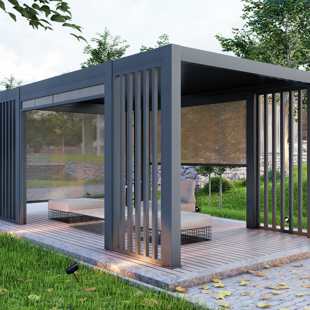 Outdoor Furniture Modern - Outdoor Motorized Retractable Aluminum Alloy Adjustable