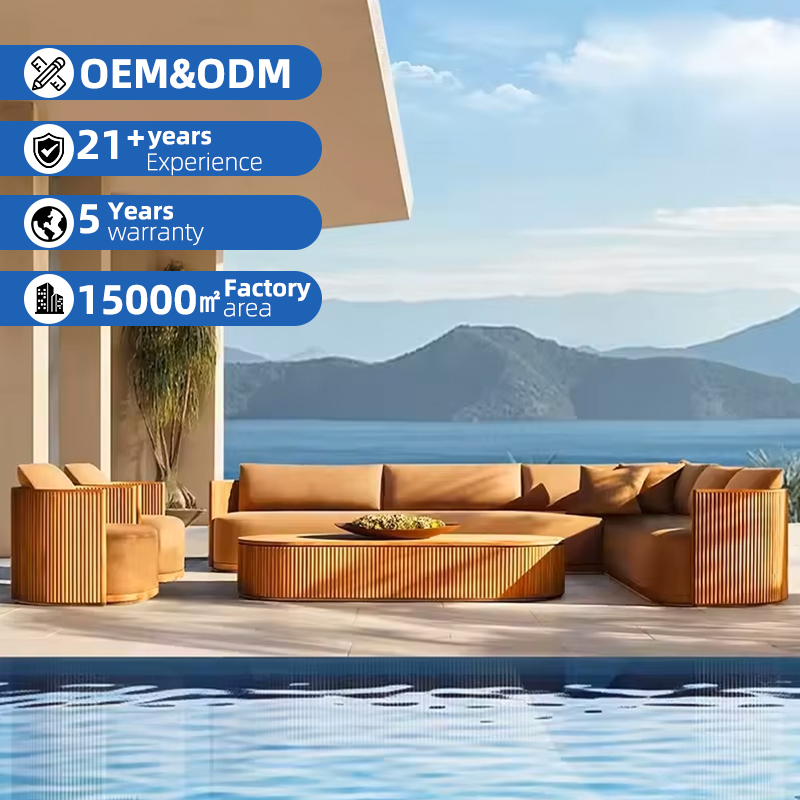 Outdoor Furniture Lounge Set - All Weather Premium Wooden Teak Sofa