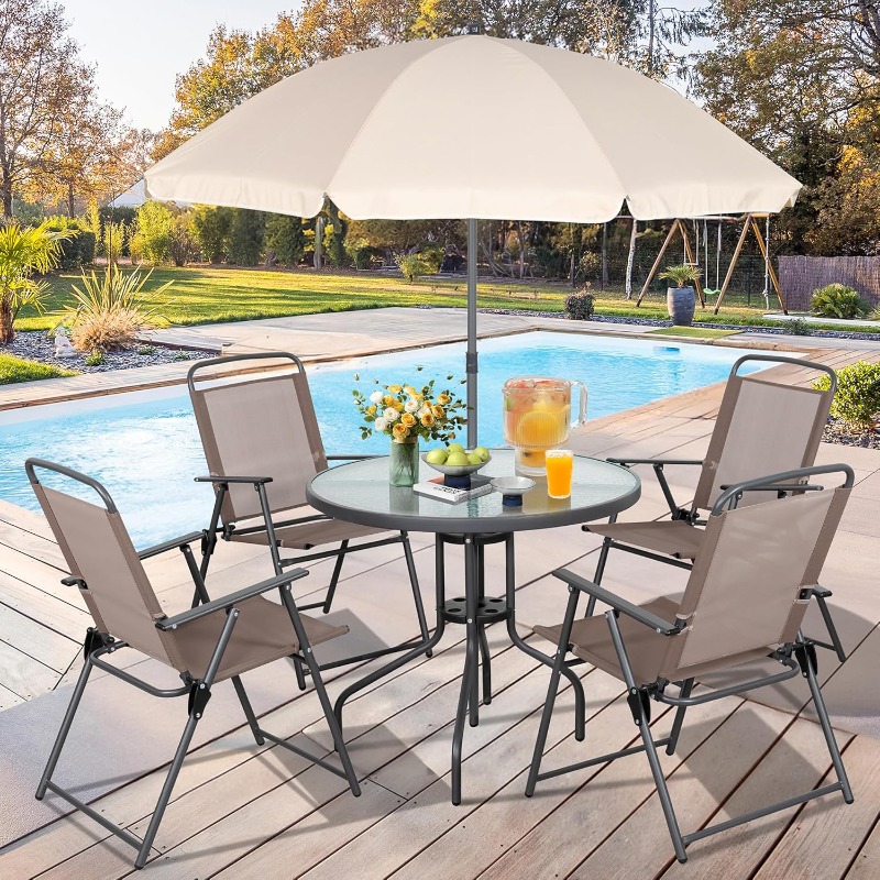 Outdoor Furniture Deals - Vongrasig 6 Pieces Folding Patio Dining
