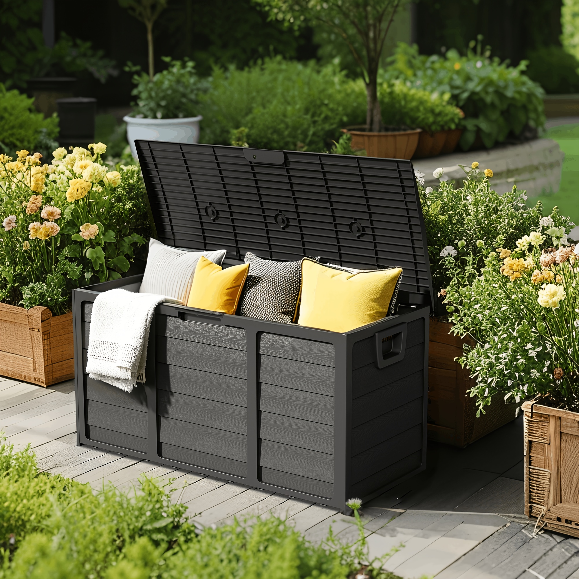 Outdoor Furniture Metal - Weatherproof Resin Storage, 75 Gallon Weatherproof