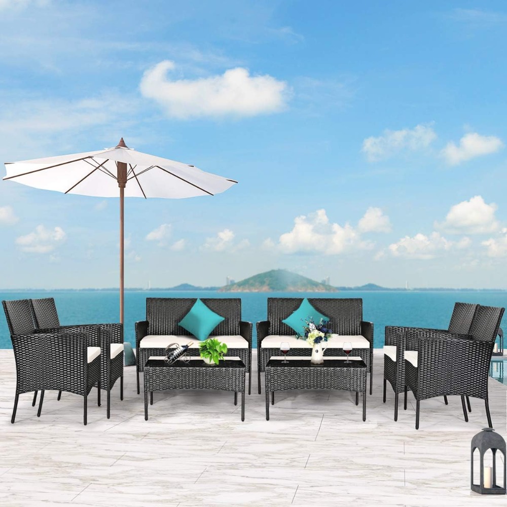 Outdoor Furniture Deals - 8 Pieces Patio Rattan Furniture Set,