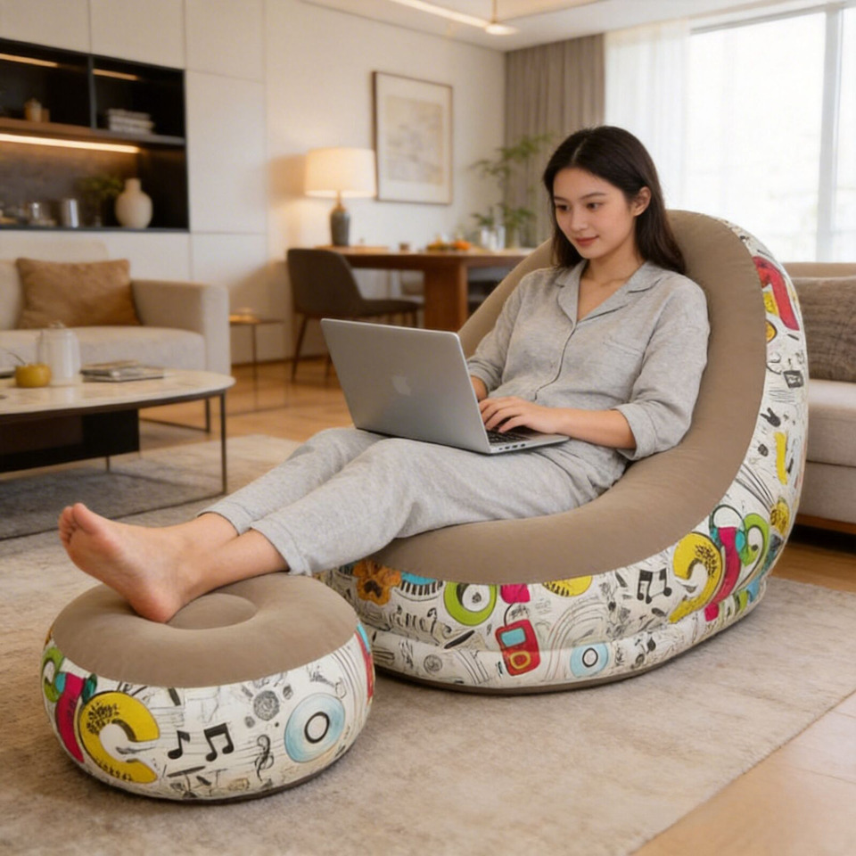 Outdoor Furniture Design - Modern Eco-flocked PVC Inflatable Sofa Custom