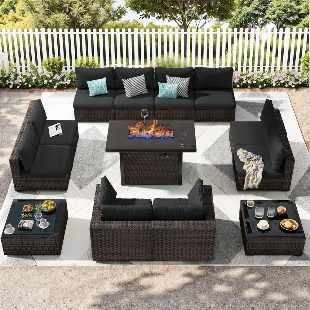 13-Piece Outdoor Sectional Pat - Outdoor Furniture With Fire Pit Table recension och pris