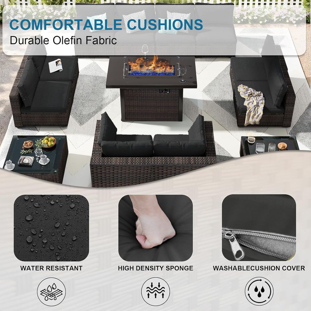 13-Piece Outdoor Sectional Pat - Outdoor Furniture With Fire Pit Table recension och pris