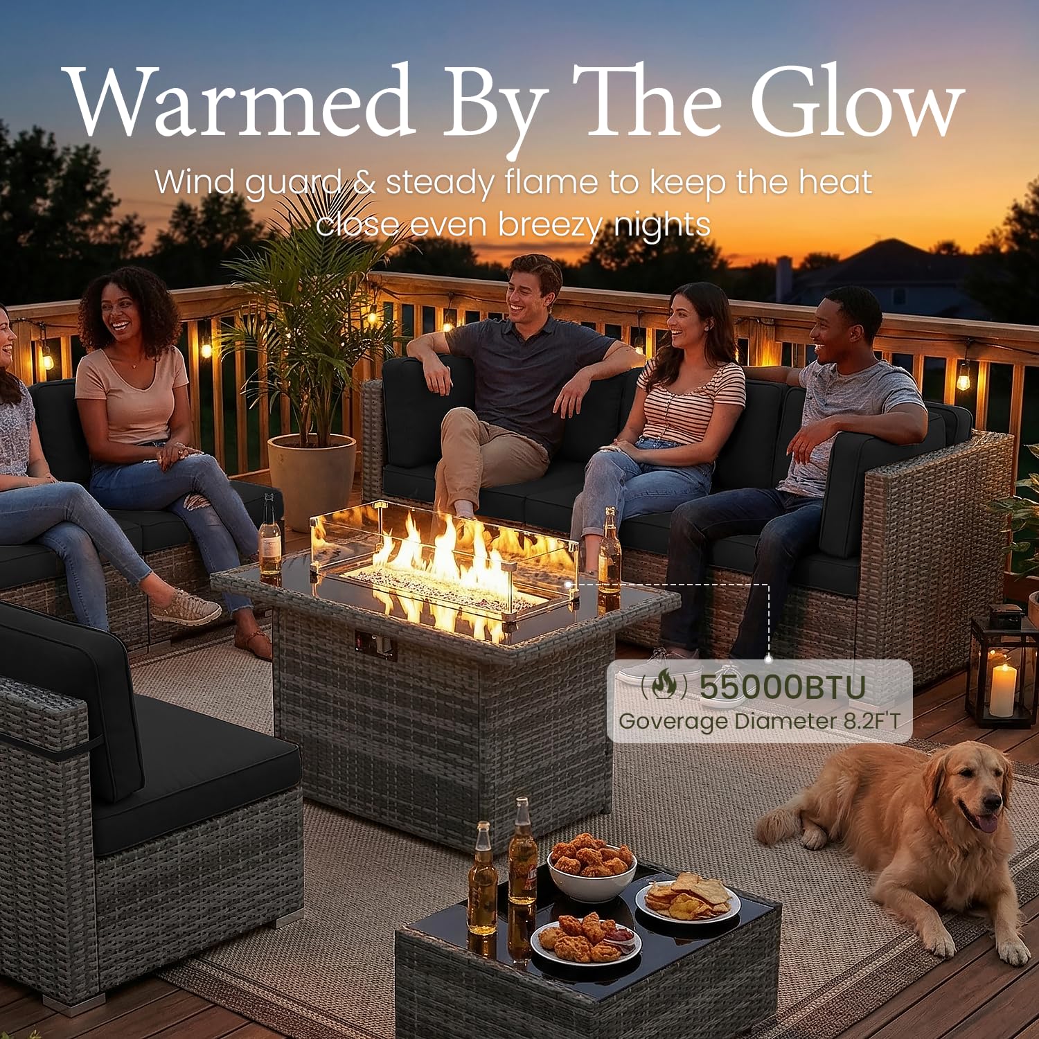 8 Piece Patio Furniture Set wi - Outdoor Furniture With Fire Pit Table recension och pris