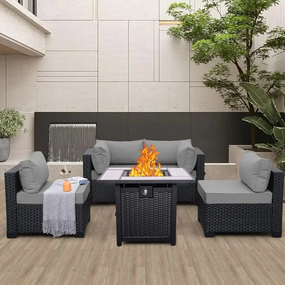 5-Piece Outdoor Patio Furnitur - Outdoor Furniture With Fire Pit Table recension och pris