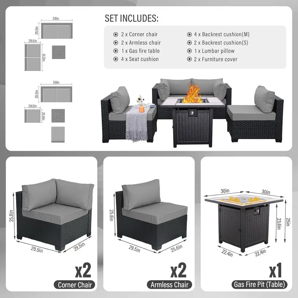 5-Piece Outdoor Patio Furnitur - Outdoor Furniture With Fire Pit Table recension och pris