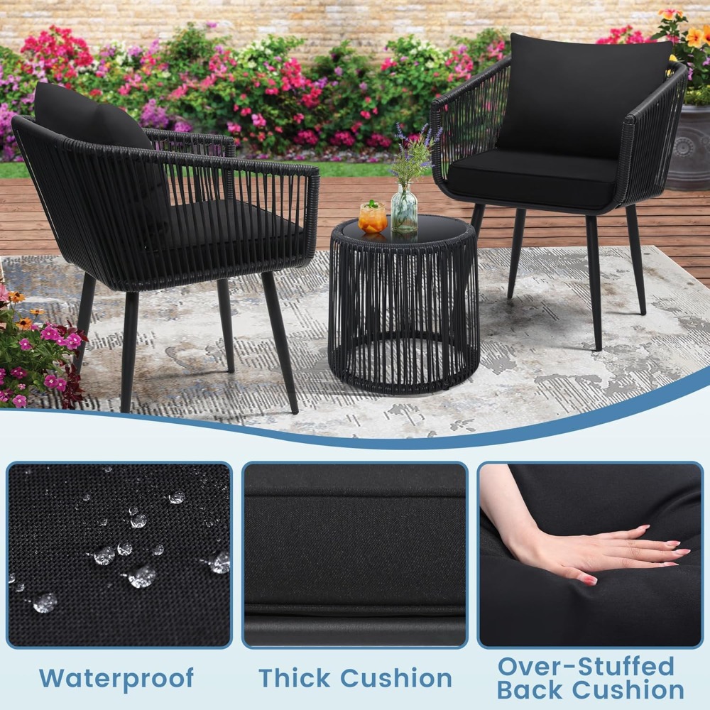 3 Pieces Patio Rattan Bistro C - Outdoor Furniture Deals recension och pris