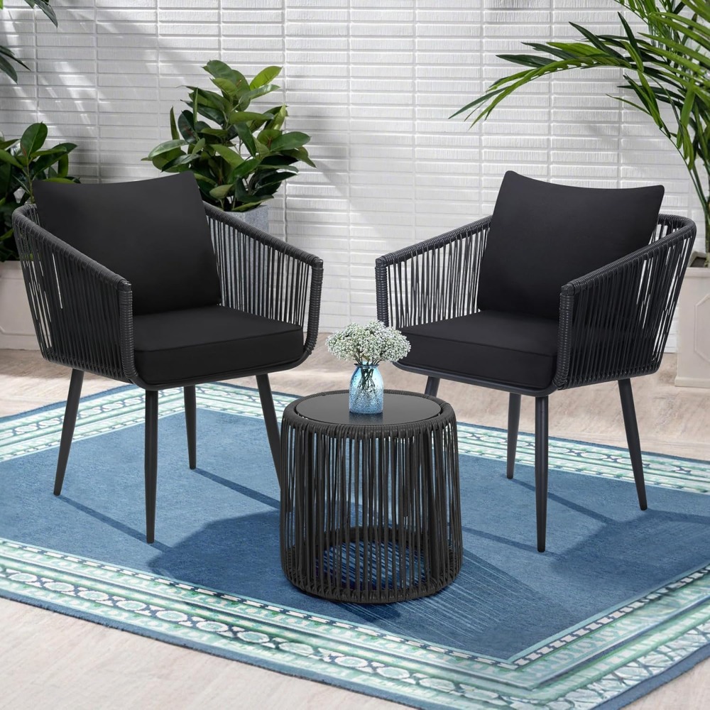 3 Pieces Patio Rattan Bistro C - Outdoor Furniture Deals recension och pris