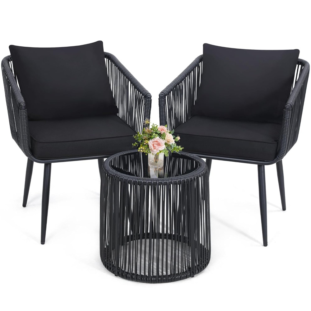 3 Pieces Patio Rattan Bistro C - Outdoor Furniture Deals recension och pris