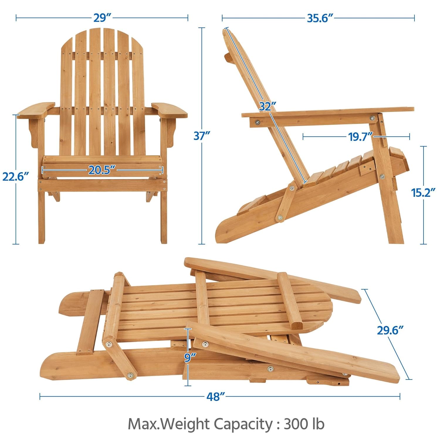 Folding Adirondack Chair Set o - Outdoor Furniture Lounge Set recension och pris