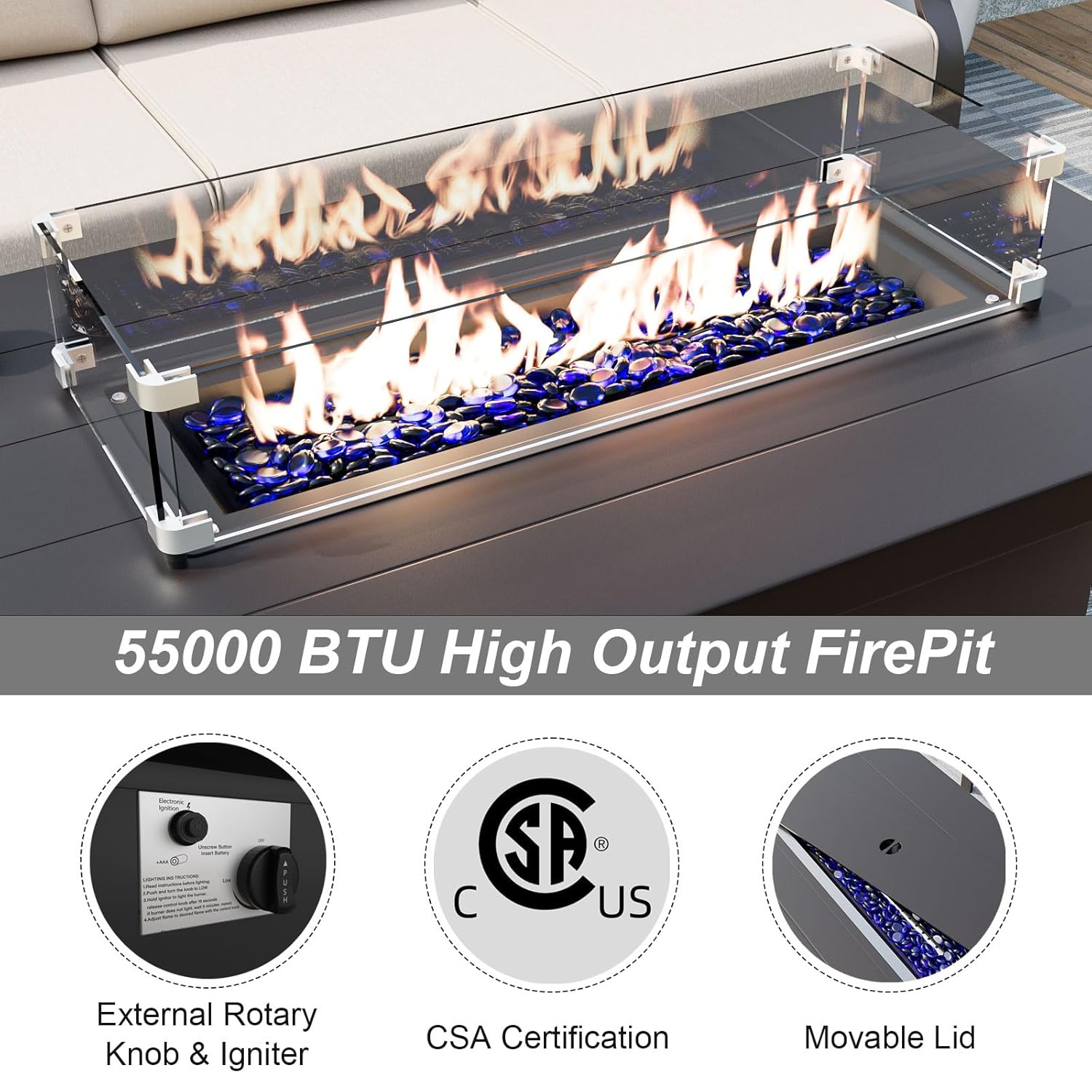 5-seat Aluminum Patio Sectiona - Outdoor Furniture With Fire Pit Table recension och pris