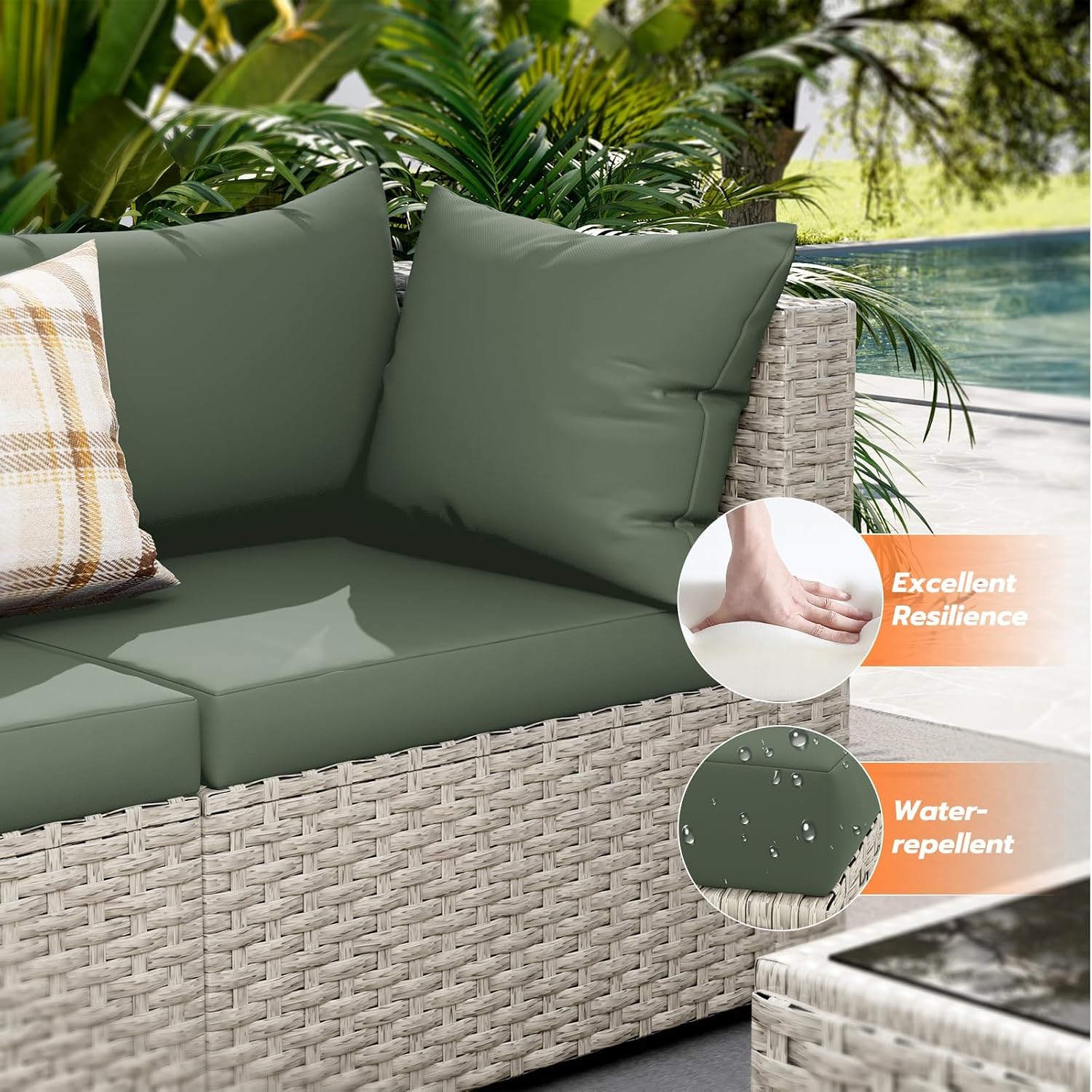 8-Seat Outdoor Sectional Sofa  - Outdoor Furniture With Fire Pit Table recension och pris