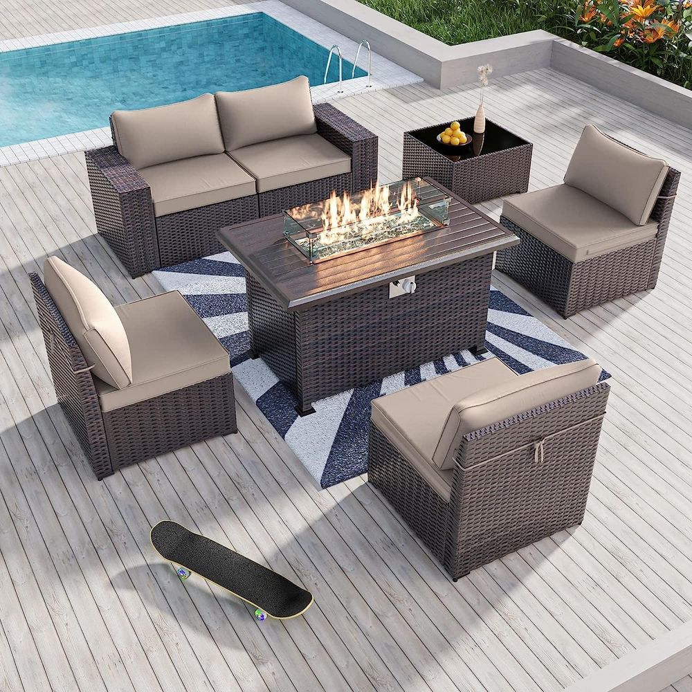 7-Piece Outdoor Patio Furnitur - Outdoor Furniture With Fire Pit Table recension och pris