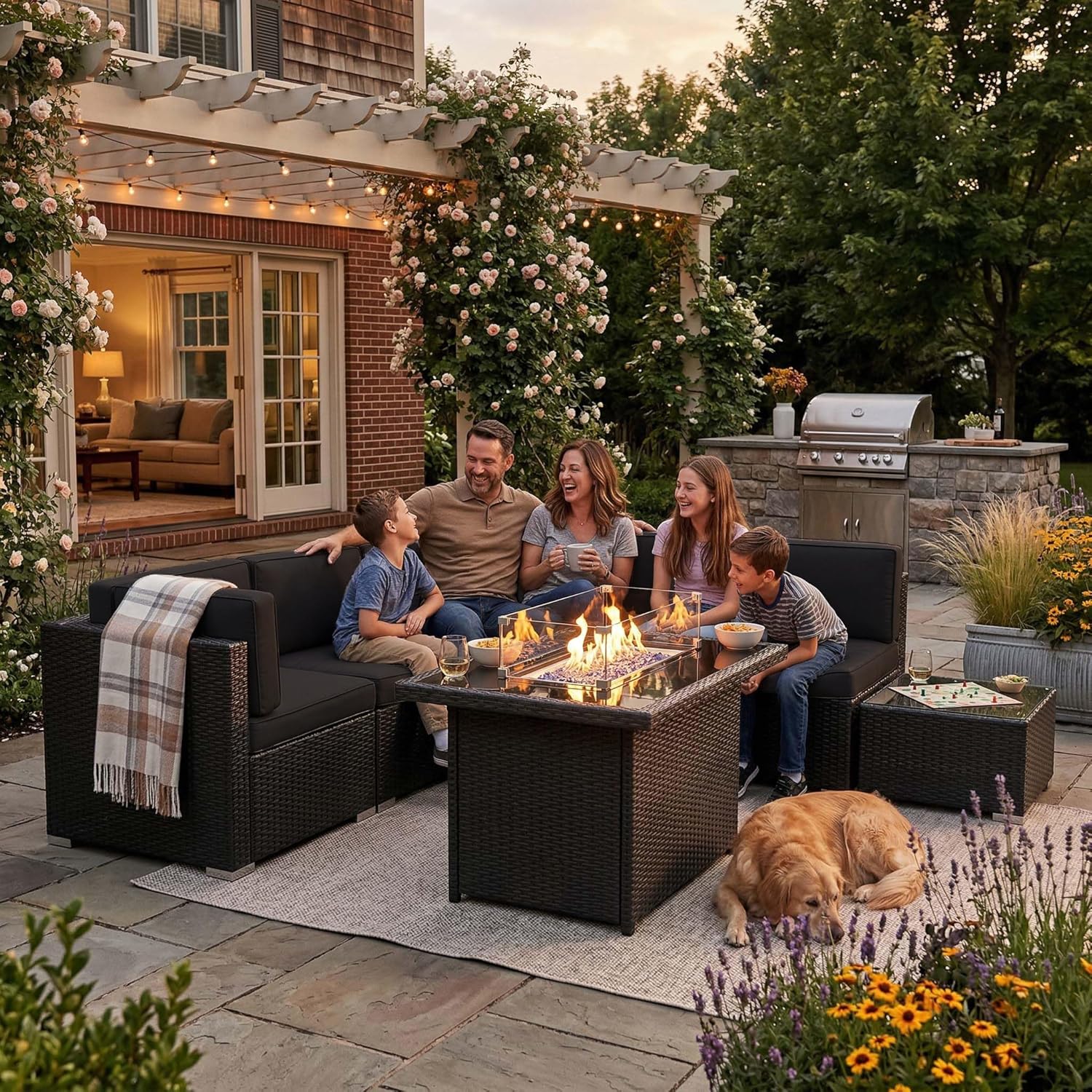 8 Pieces Patio Furniture Set w - Outdoor Furniture With Fire Pit Table recension och pris