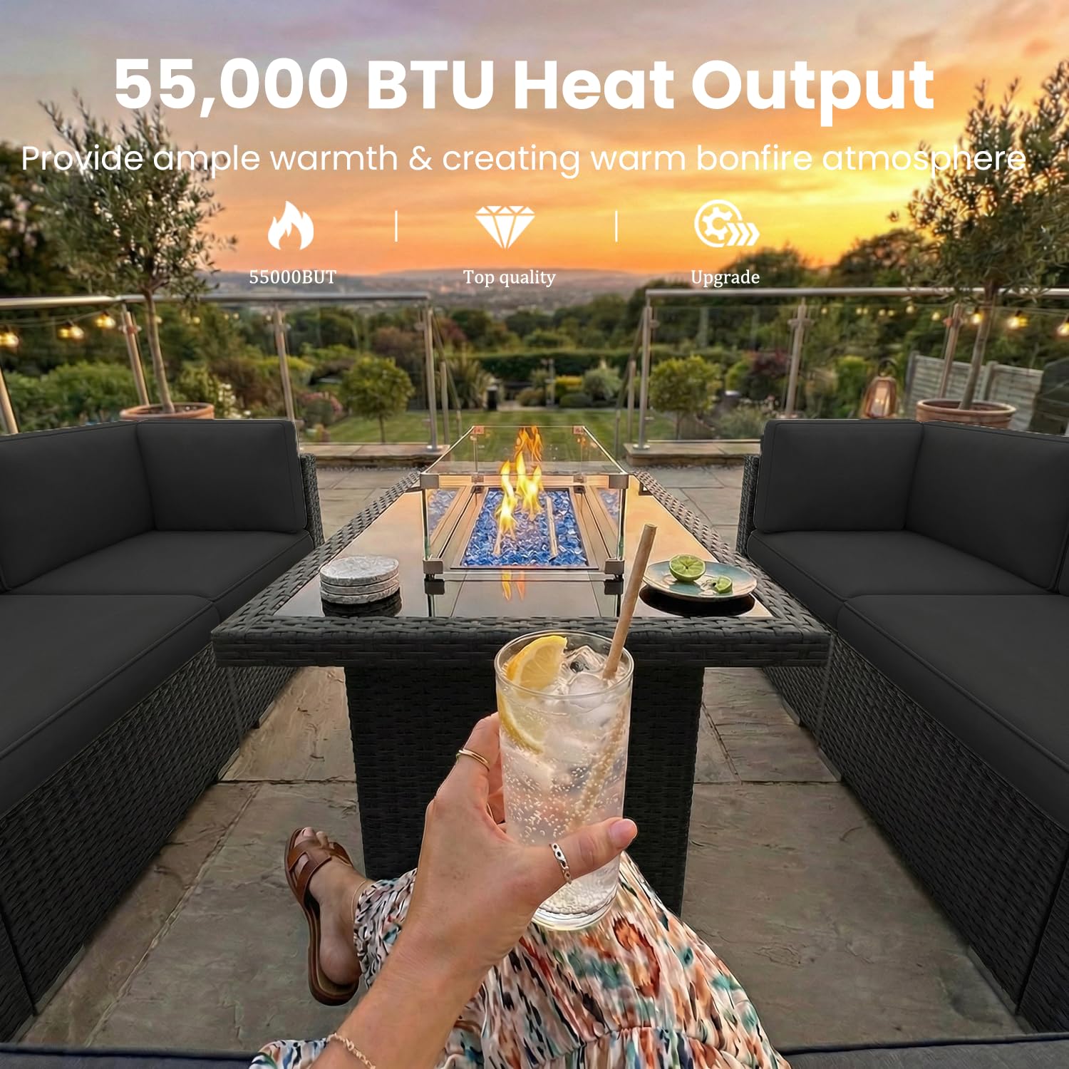 8 Pieces Patio Furniture Set w - Outdoor Furniture With Fire Pit Table recension och pris