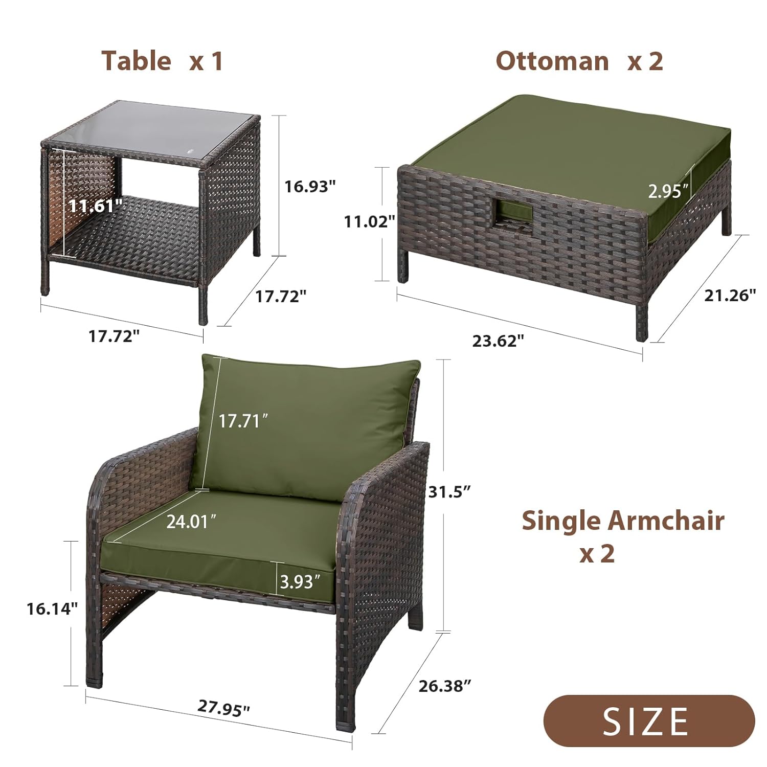 5 Piece PE Rattan Patio Set Ou - Outdoor Furniture Lounge Set recension och pris
