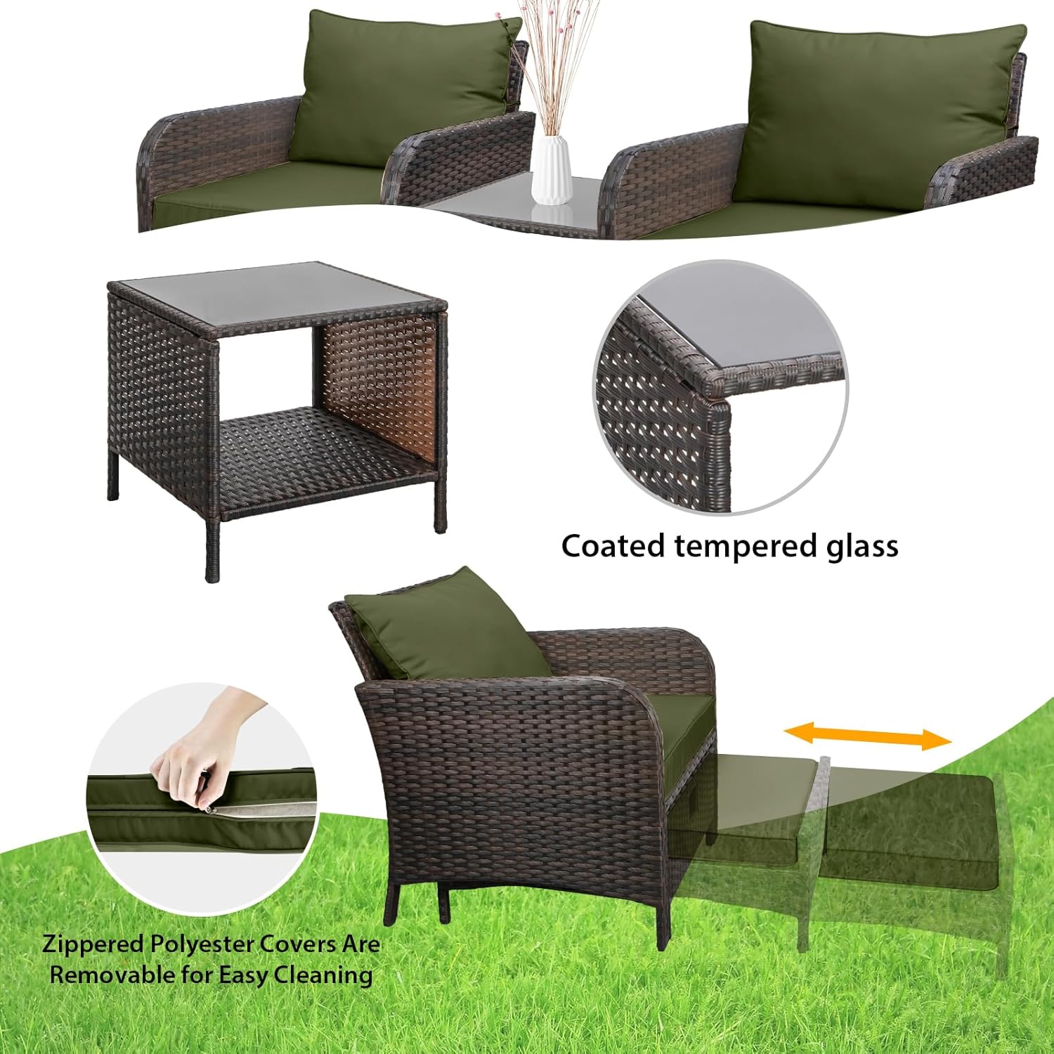 5 Piece PE Rattan Patio Set Ou - Outdoor Furniture Lounge Set recension och pris