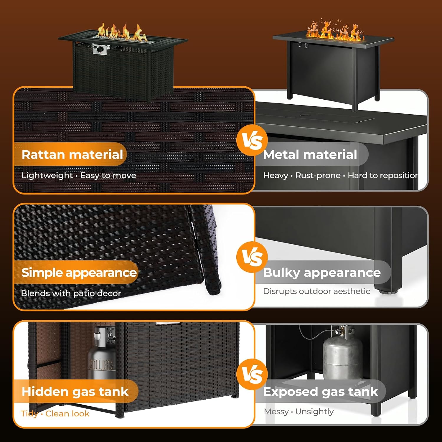 8-Piece Wicker Patio Conversat - Outdoor Furniture With Fire Pit Table recension och pris
