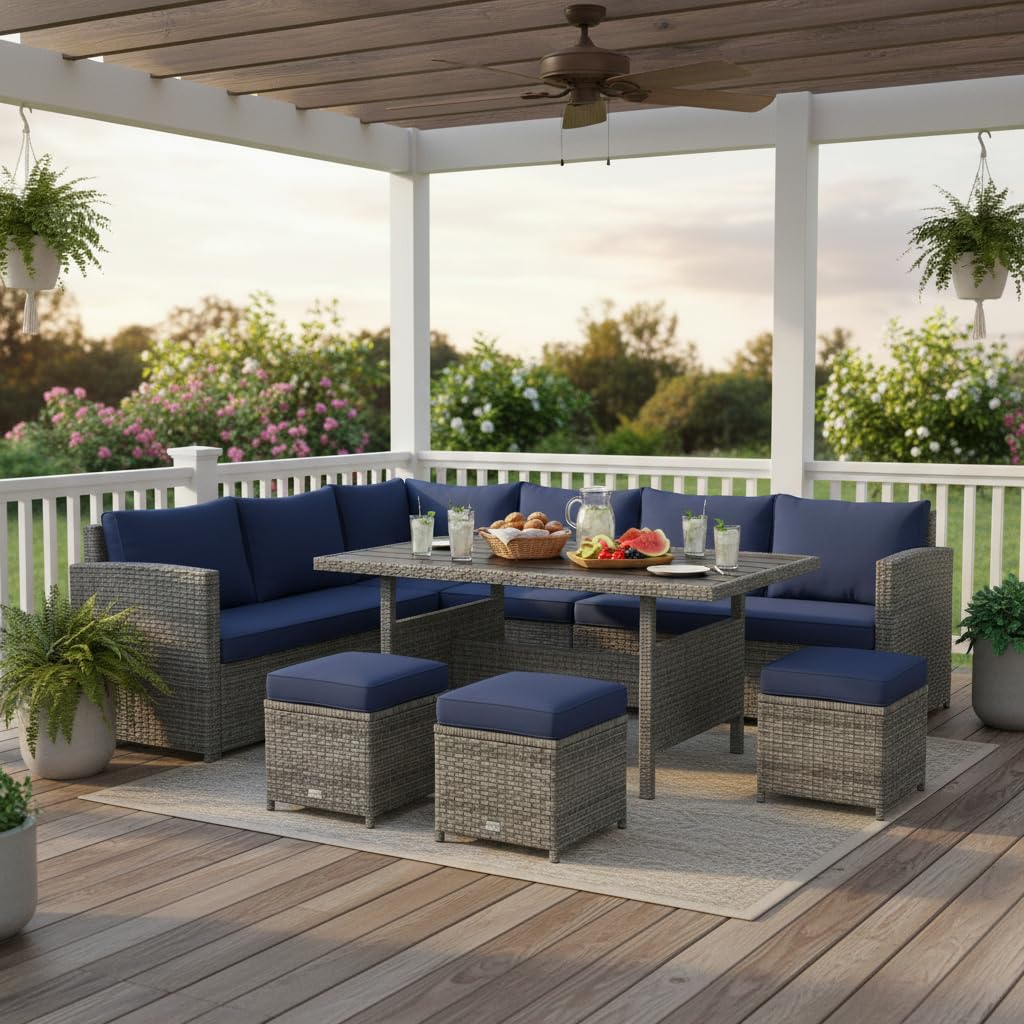 7 Piece All Weather Wicker Pat - Outdoor Furniture Europe recension och pris