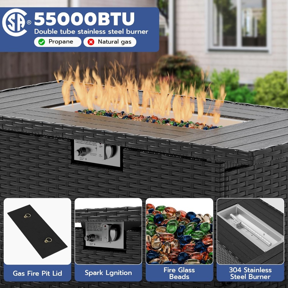 7 Piece Outdoor Sectional Sofa - Outdoor Furniture With Fire Pit Table recension och pris