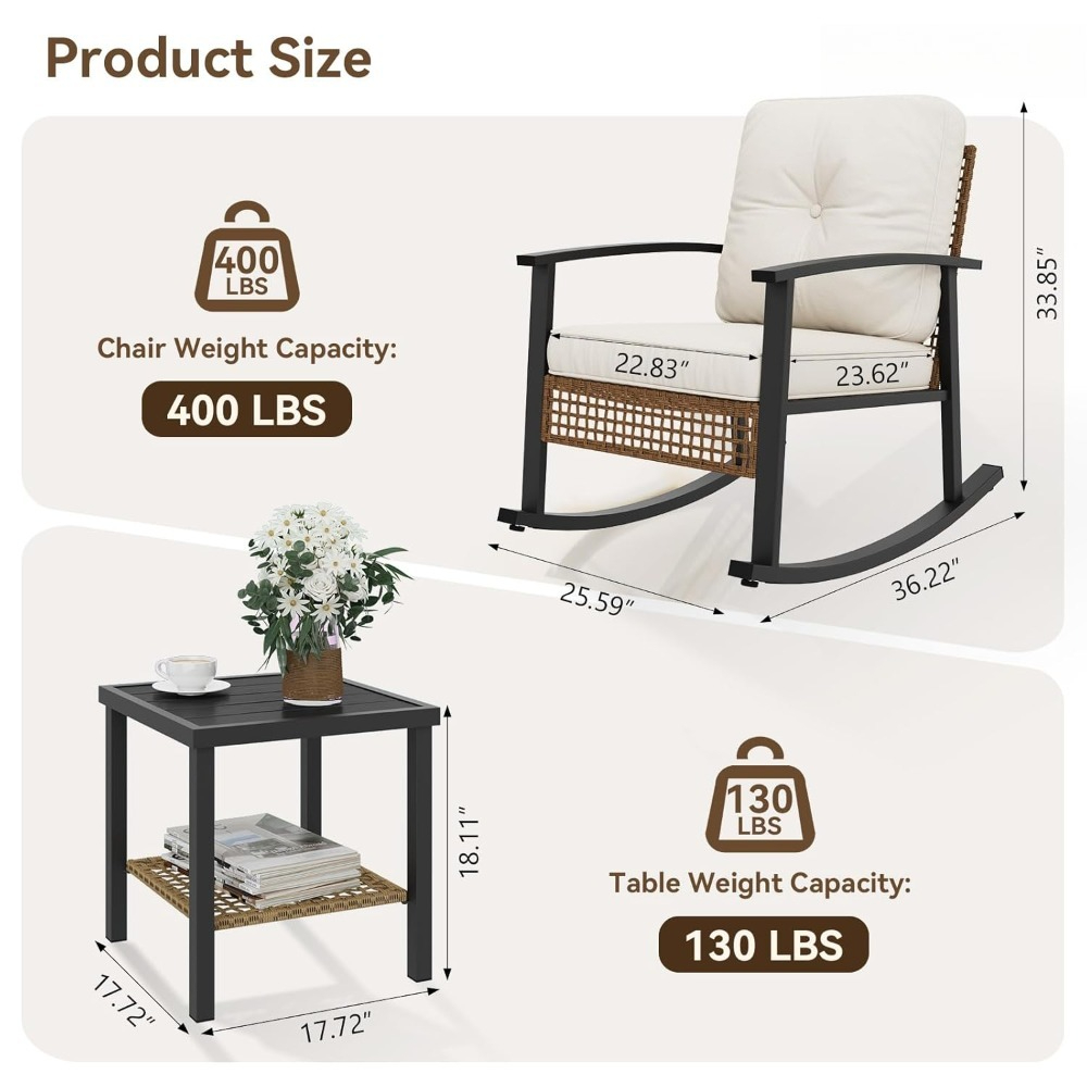 3-Piece Rattan Rocking Bistro  - Outdoor Furniture Europe recension och pris