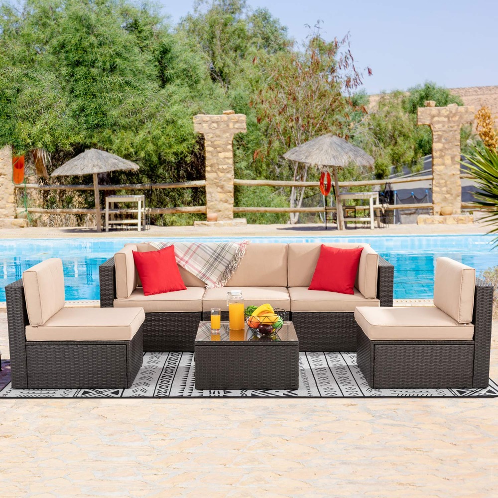 6-Seat PE Rattan Sectional Sof - Outdoor Furniture Europe recension och pris