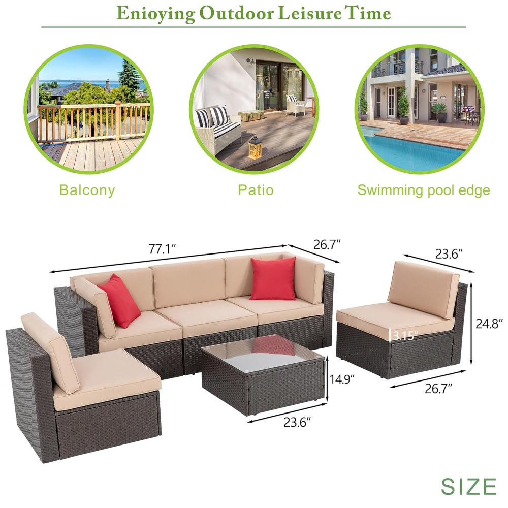 6-Seat PE Rattan Sectional Sof - Outdoor Furniture Europe recension och pris