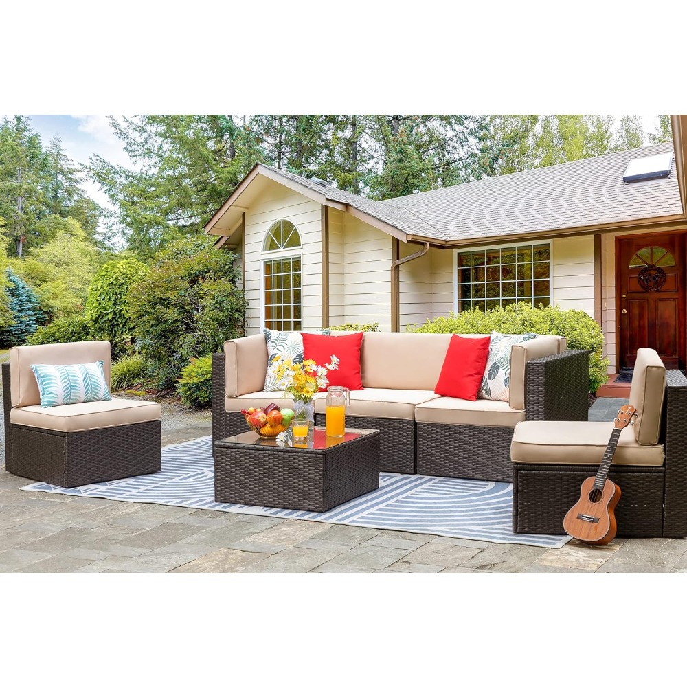 6-Seat PE Rattan Sectional Sof - Outdoor Furniture Europe recension och pris