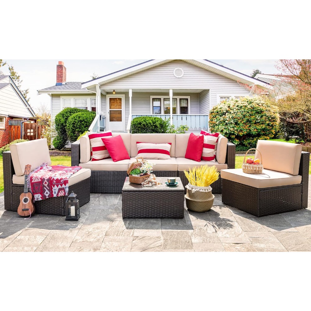 6-Seat PE Rattan Sectional Sof - Outdoor Furniture Europe recension och pris