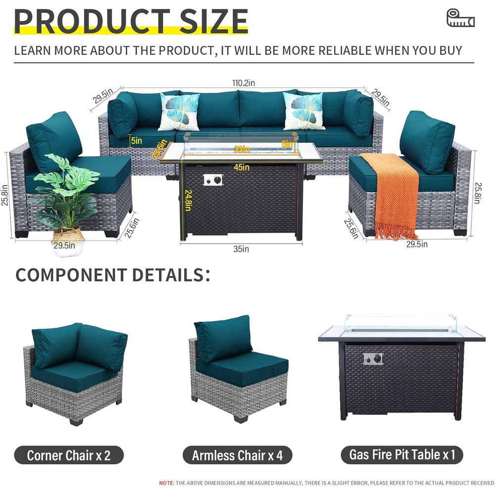 7-Piece Outdoor Wicker Patio F - Outdoor Furniture With Fire Pit Table recension och pris