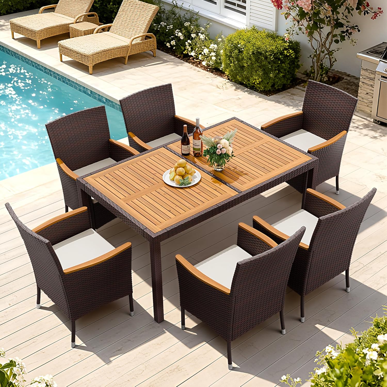 7 Piece Patio Dining Set Acaci - Outdoor Furniture Deals recension och pris