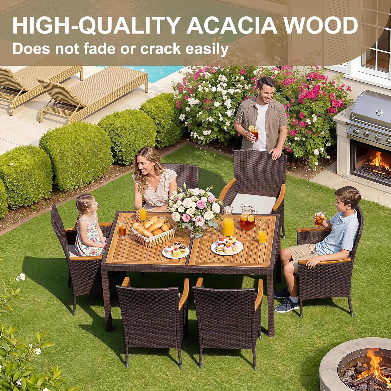 7 Piece Patio Dining Set Acaci - Outdoor Furniture Deals recension och pris