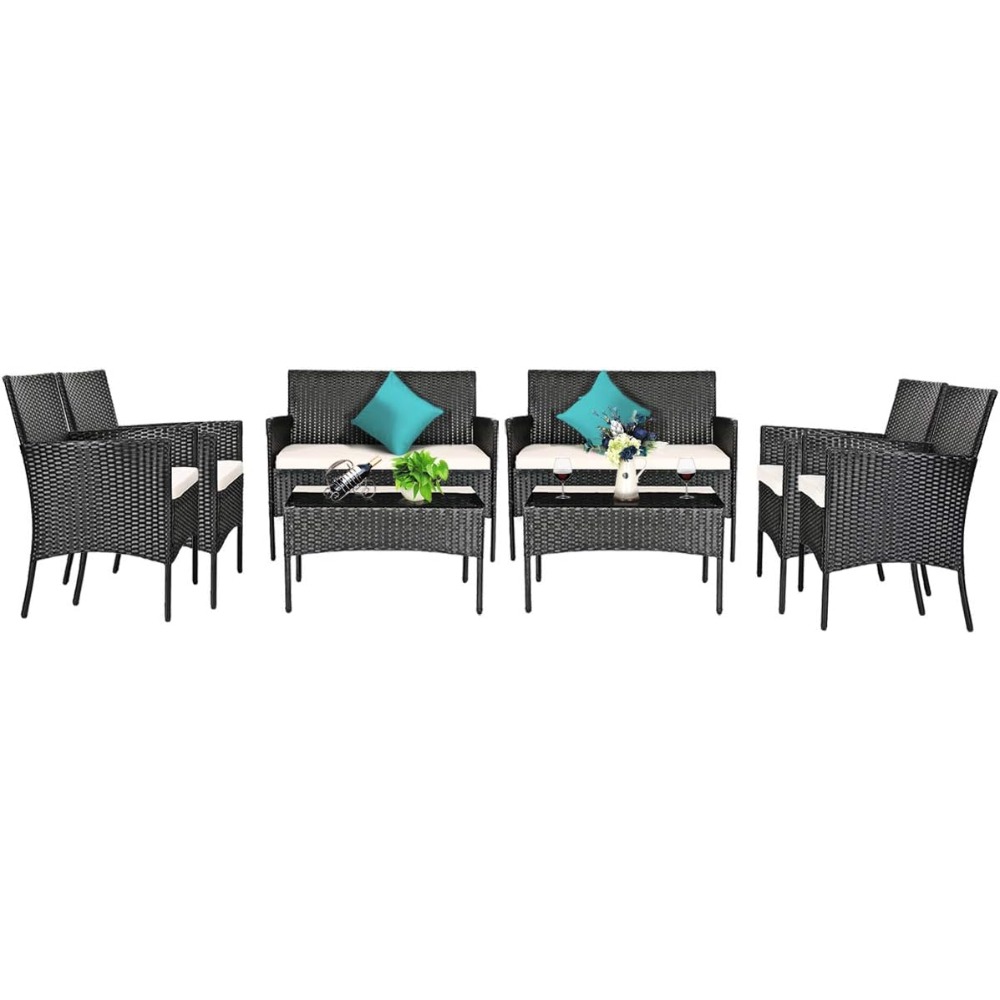 8 Pieces Patio Rattan Furnitur - Outdoor Furniture Deals recension och pris