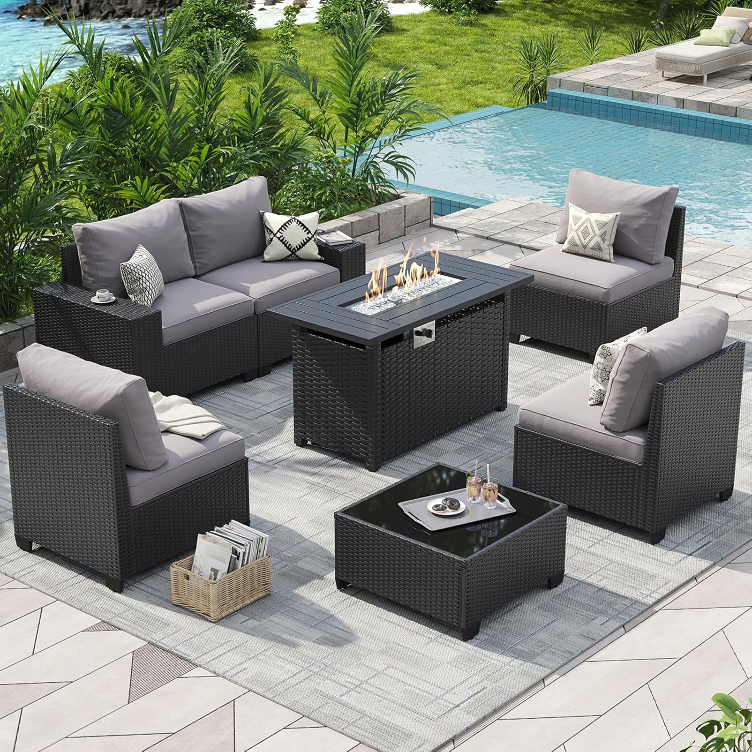 Outdoor Patio Furniture Set wi - Outdoor Furniture With Fire Pit Table recension och pris