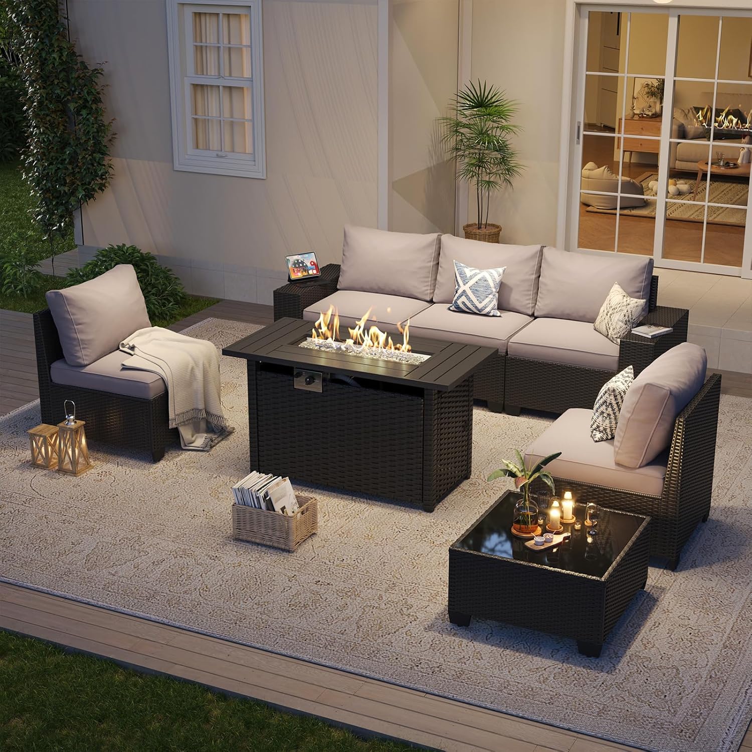 Outdoor Patio Furniture Set wi - Outdoor Furniture With Fire Pit Table recension och pris