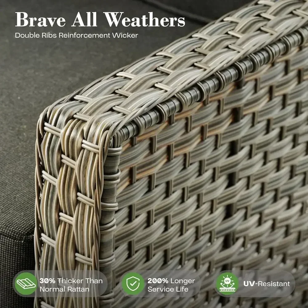 6-Piece Outdoor Wicker Patio F - Outdoor Furniture With Fire Pit Table recension och pris