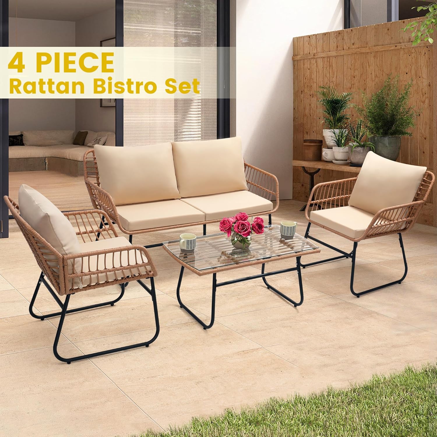 4 Piece Patio Bistro Outdoor F - Outdoor Furniture Deals recension och pris