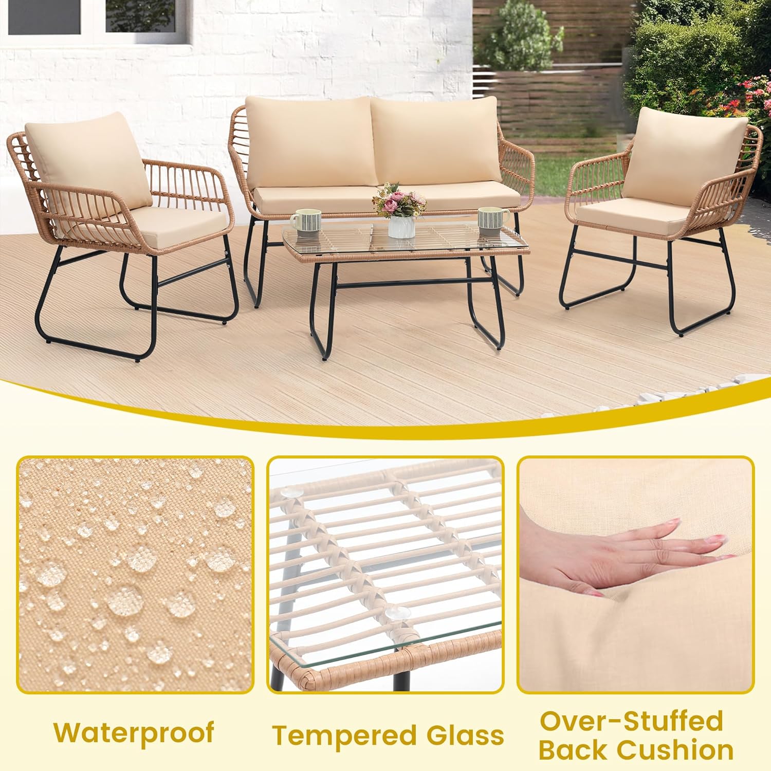 4 Piece Patio Bistro Outdoor F - Outdoor Furniture Deals recension och pris