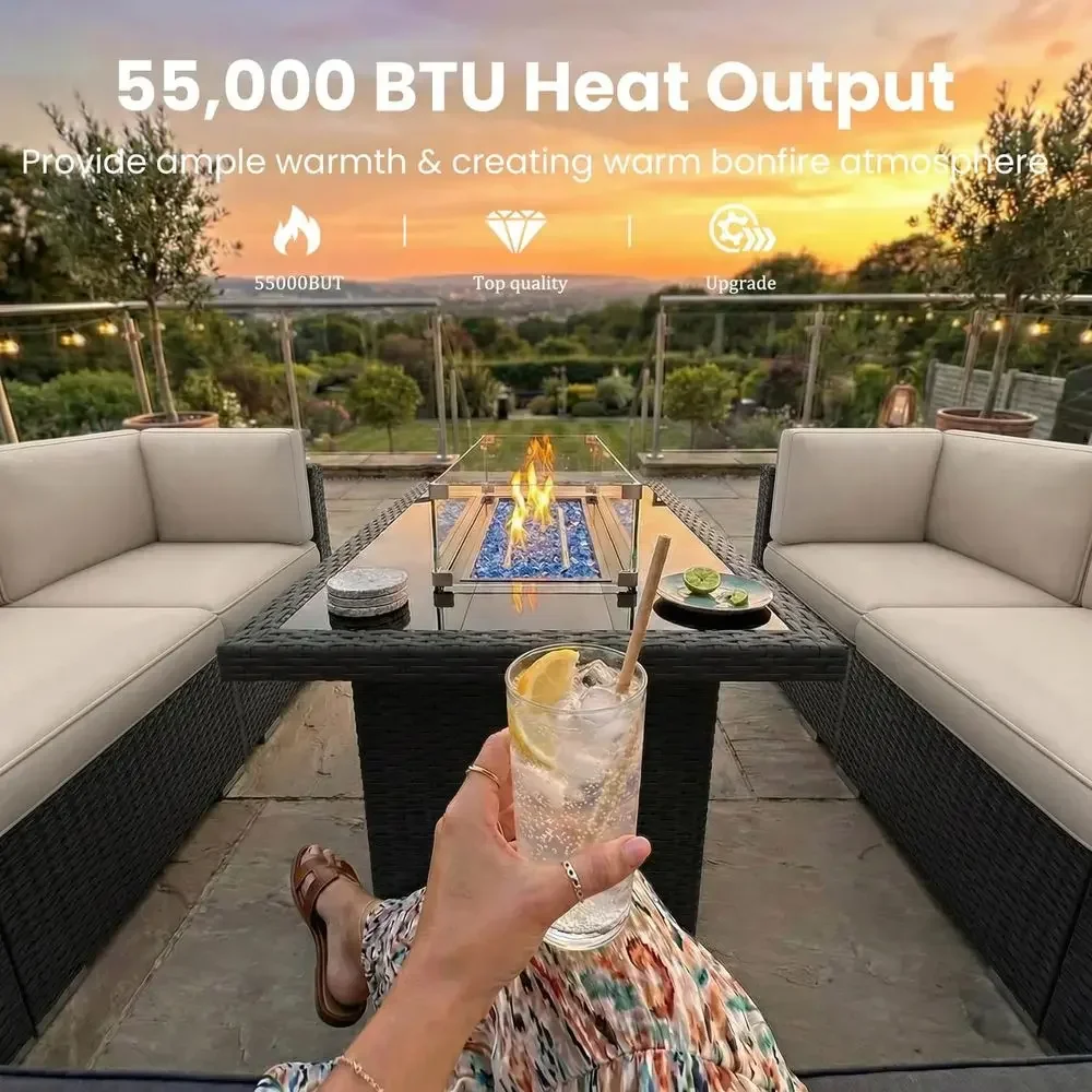 8-Piece Outdoor Patio Furnitur - Outdoor Furniture With Fire Pit Table recension och pris