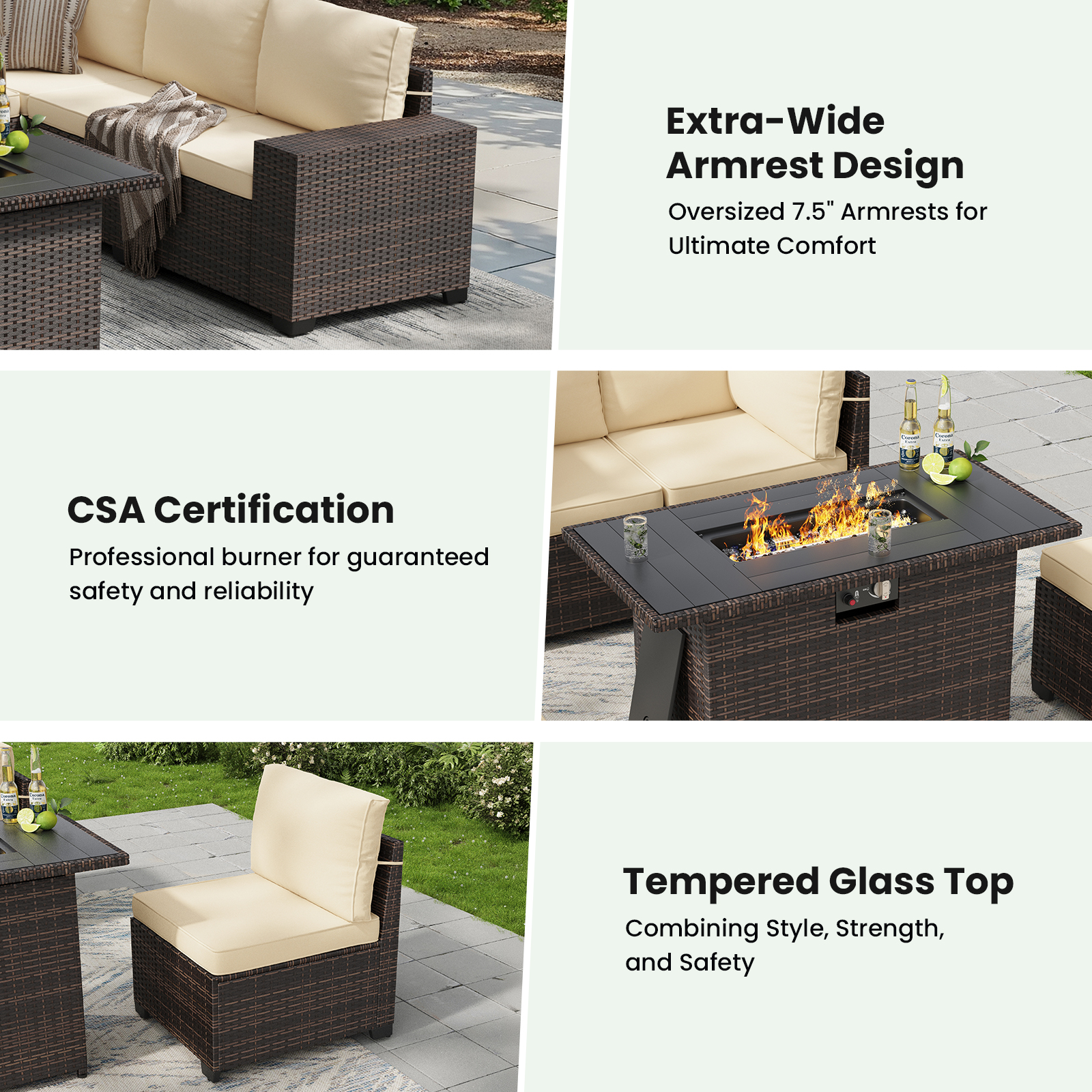 7 Piece Patio Furniture Set wi - Outdoor Furniture With Fire Pit Table recension och pris