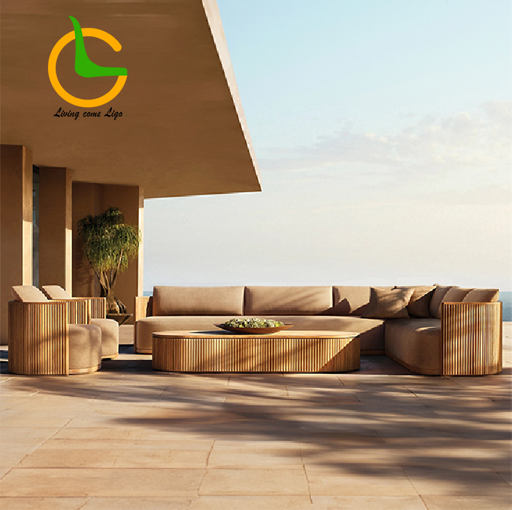 Luxury L-shaped Teak Wood Outd - Outdoor Furniture Durable recension och pris