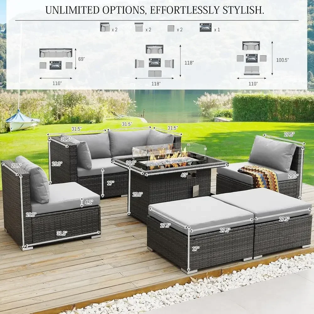 6-Person Weather-Resistant Out - Outdoor Furniture With Fire Pit Table recension och pris