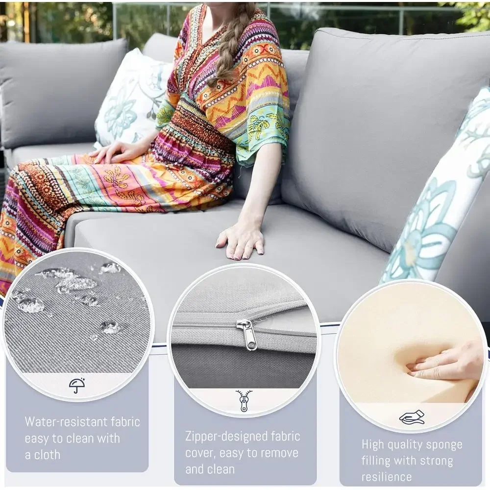 6-Person Weather-Resistant Out - Outdoor Furniture With Fire Pit Table recension och pris
