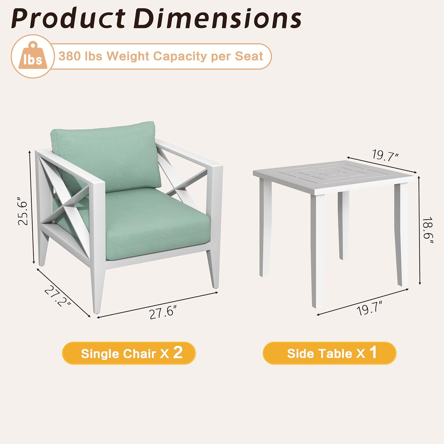 3-Piece Oversized Aluminum Pat - Outdoor Furniture Lounge Set recension och pris