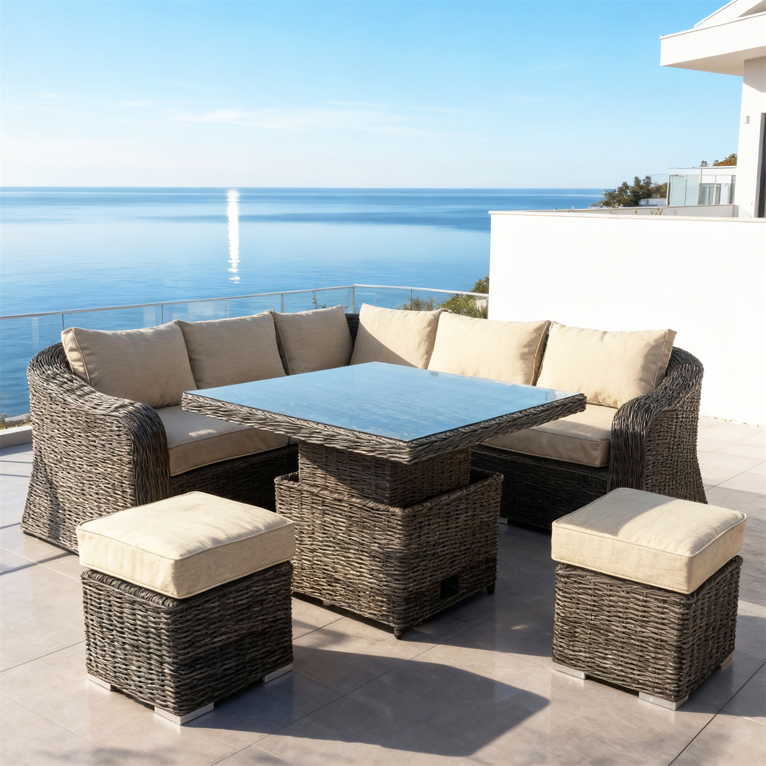 Multifunctional Rattan Sofa Se - Outdoor Furniture Lounge Set recension och pris