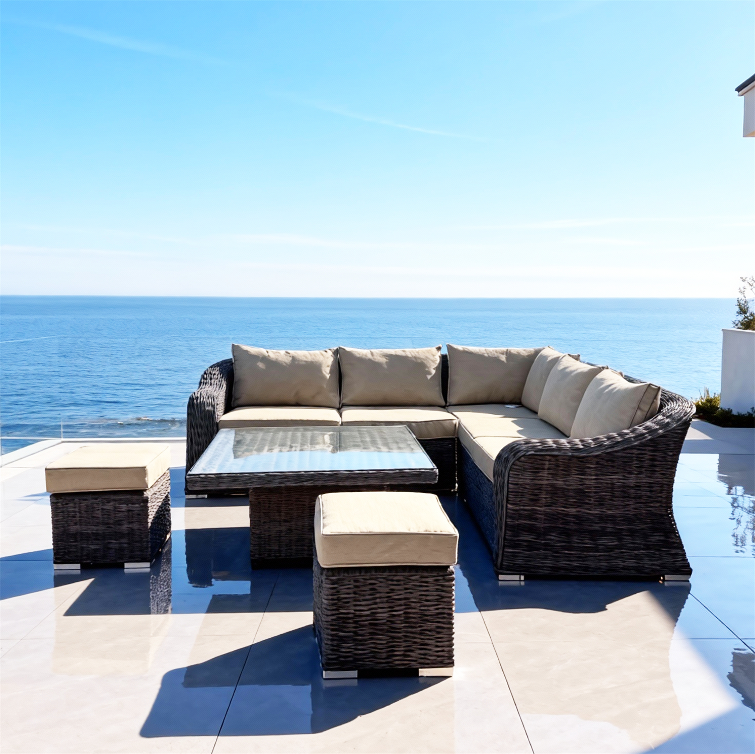 Multifunctional Rattan Sofa Se - Outdoor Furniture Lounge Set recension och pris