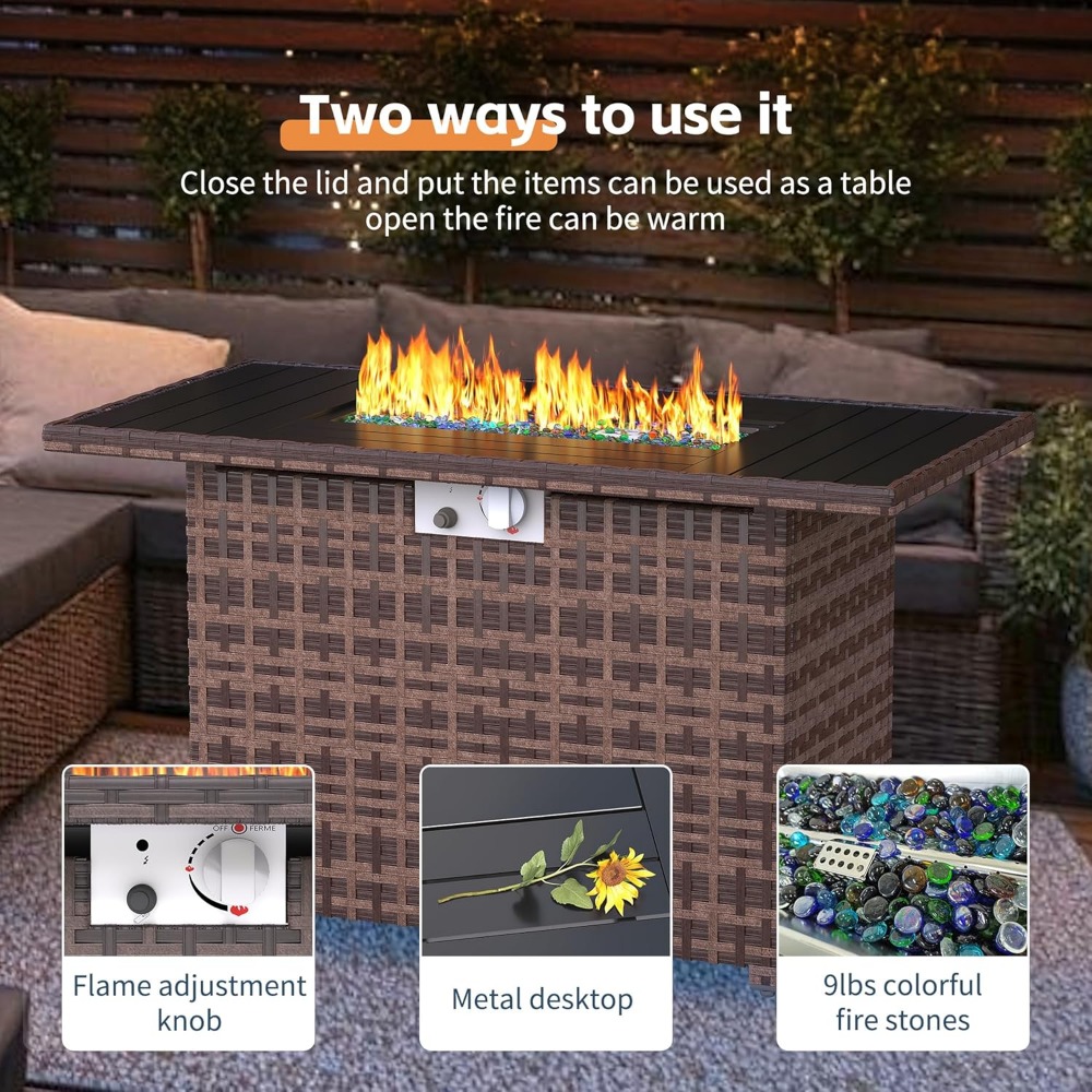 Sectional Sofa Set with Fire P - Outdoor Furniture Europe recension och pris