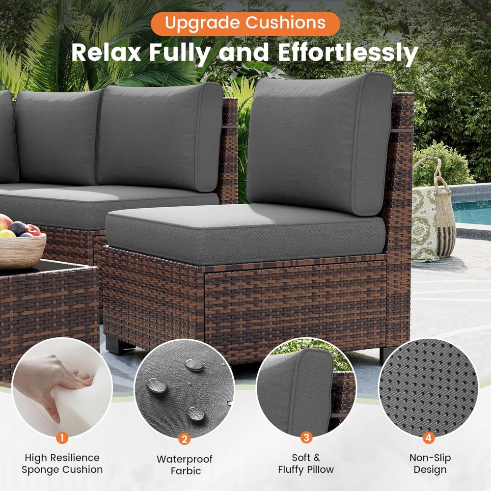 Sectional Sofa Set with Fire P - Outdoor Furniture Europe recension och pris
